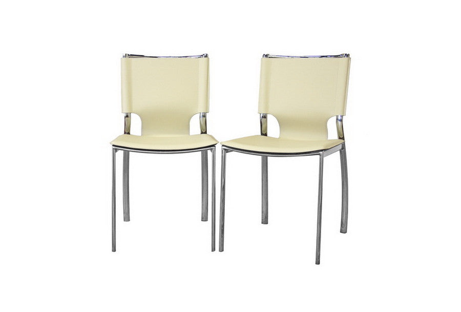 Baxton Studio Montclare Ivory Leather Modern Dining Chair - Dine in Style Store