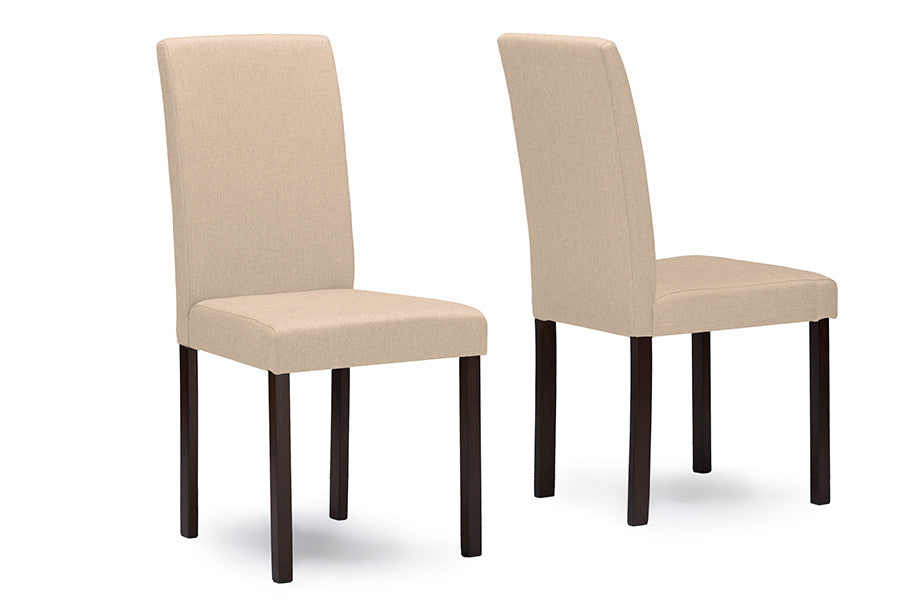 Baxton Studio Andrew Contemporary Espresso Wood Beige Fabric Dining Chair - Dine in Style Store