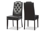 Baxton Studio Dylin Modern and Contemporary Black Faux Leather Button-Tufted Nail heads Trim Dining Chair - Dine in Style Store