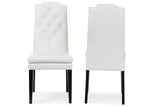 Baxton Studio Dylin Modern and Contemporary White Faux Leather Button-Tufted Nail heads Trim Dining Chair - Dine in Style Store