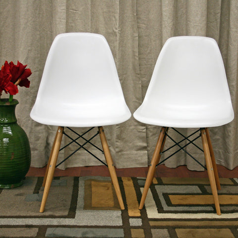 Baxton Studio Azzo White Plastic Mid-Century Modern Shell Chair - Dine in Style Store