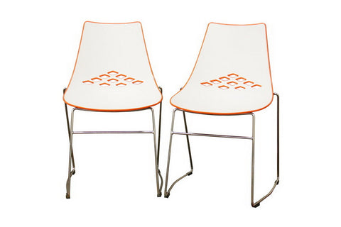 Baxton Studio Jupiter White and Orange Plastic Modern Dining Chair - Dine in Style Store