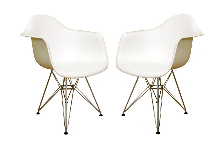 Baxton Studio Pascal White Plastic Mid-Century Modern Shell Chair - Dine in Style Store