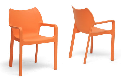 Baxton Studio Limerick Orange Plastic Stackable Modern Dining Chair - Dine in Style Store