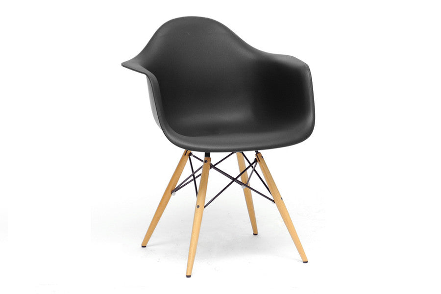 Baxton Studio Pascal Black Plastic Mid-Century Modern Shell Chair - Dine in Style Store