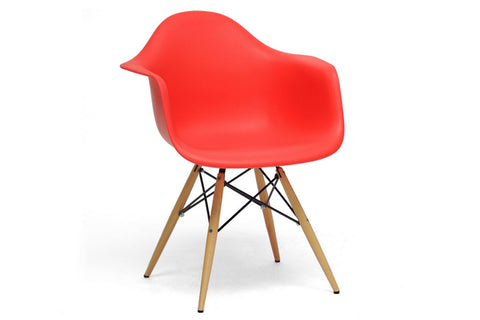 Baxton Studio Pascal Red Plastic Mid-Century Modern Shell Chair - Dine in Style Store