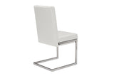 Baxton Studio Toulan Modern and Contemporary White Faux Leather Upholstered Stainless Steel Dining Chair - Dine in Style Store