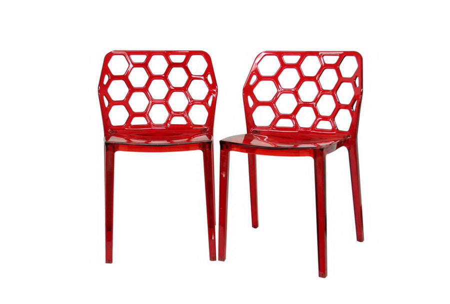 Baxton Studio Honeycomb Red Acrylic Modern Dining Chair - Dine in Style Store