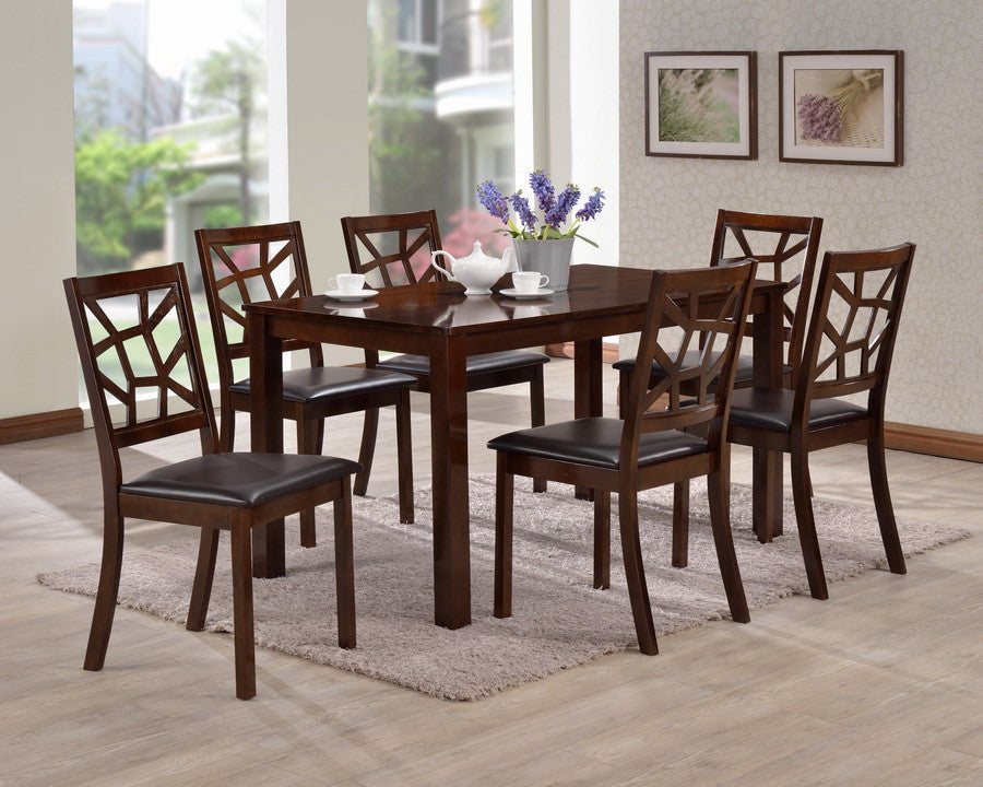 Baxton Studio Mozaika Wood and Leather Contemporary 7-Piece Dining Set - Dine in Style Store