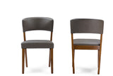 Baxton Studio Montreal Mid-Century Dark Walnut Wood Grey Faux Leather Dining Chairs - Dine in Style Store