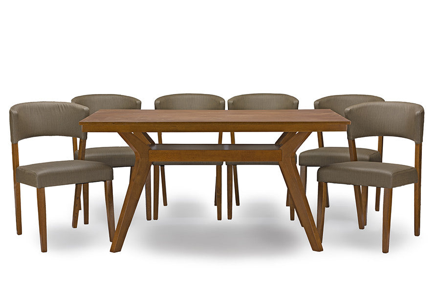 Baxton Studio Montreal Mid-Century Dark Walnut Wood 7PC Dining Set - Dine in Style Store