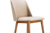 Baxton Studio Lavin Mid-Century "Walnut" Light Brown/Beige Faux Leather Dining Chair - Dine in Style Store