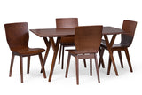 Baxton Studio Elsa Mid-century Modern Scandinavian Style Dark Walnut Bent Wood 5 Pieces Dining Set - Dine in Style Store