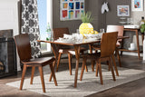 Baxton Studio Elsa Mid-century Modern Scandinavian Style Dark Walnut Bent Wood 5 Pieces Dining Set - Dine in Style Store