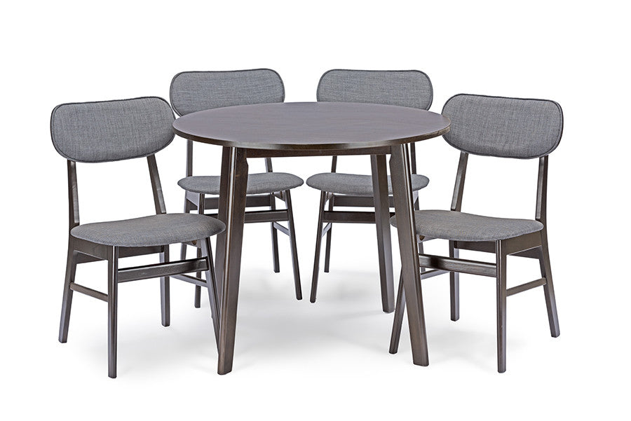 Baxton Studio Debbie Mid-Century Dark Brown Wood 5PC Dining Set - Dine in Style Store