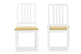 Baxton Studio Jasmine Mid-century Modern 5-Piece White Wood Dining Set with Green Upholstered Dining Chair - Dine in Style Store