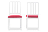 Baxton Studio Jasmine Mid-century Modern 5-Piece White Wood Dining Set with Red Upholstered Dining Chair - Dine in Style Store