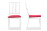 Baxton Studio Jasmine Mid-century Modern 5-Piece White Wood Dining Set with Red Upholstered Dining Chair - Dine in Style Store
