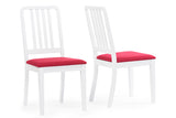 Baxton Studio Jasmine Mid-century Modern 5-Piece White Wood Dining Set with Red Upholstered Dining Chair - Dine in Style Store