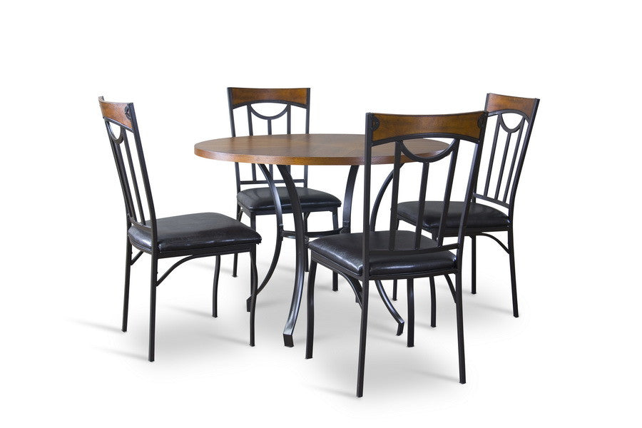 Baxton Studio Lancaster Wood and Metal 5-Piece Contemporary Dining Set - Dine in Style Store