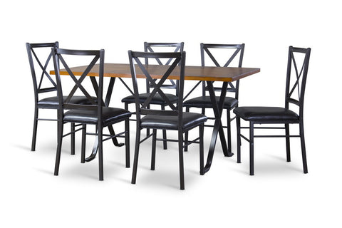 Baxton Studio Rexroth Wood and Metal 7-Piece Contemporary Dining Set - Dine in Style Store