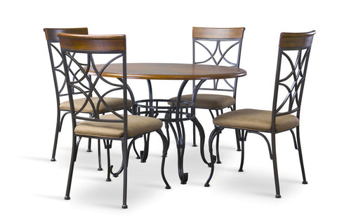 Baxton Studio Ibiza Wood and Metal 6-Piece Contemporary Dining Set with BakerÕs Rack - Dine in Style Store