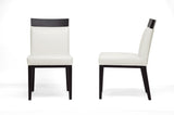 Baxton Studio Clymene Black Wood and Cream Leather Modern Dining Chair - Dine in Style Store