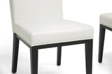 Baxton Studio Clymene Black Wood and Cream Leather Modern Dining Chair - Dine in Style Store