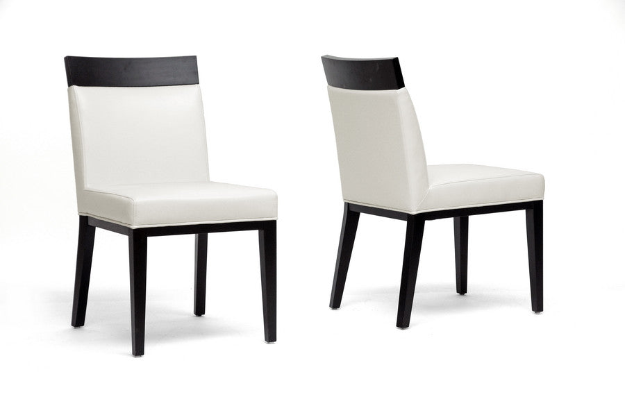 Baxton Studio Clymene Black Wood and Cream Leather Modern Dining Chair - Dine in Style Store