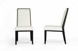 Baxton Studio Theia Black Wood and Cream Leather Modern Dining Chair - Dine in Style Store