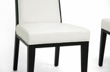 Baxton Studio Theia Black Wood and Cream Leather Modern Dining Chair - Dine in Style Store