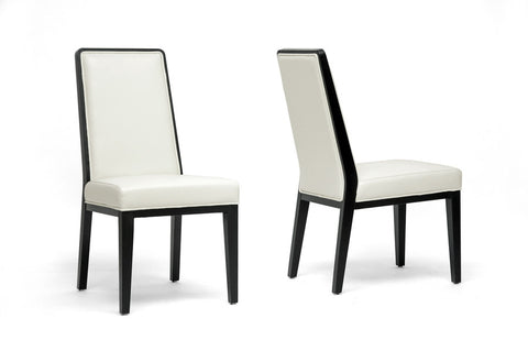 Baxton Studio Theia Black Wood and Cream Leather Modern Dining Chair - Dine in Style Store